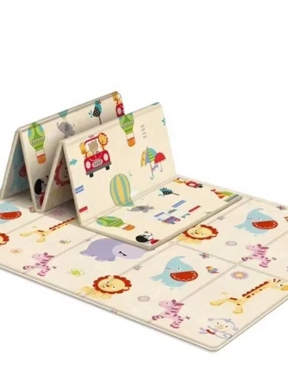 Foldable Kids Play Mat with Cream Animal Print
